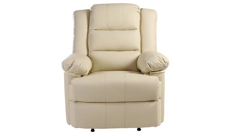 Furniture Online Loxley Bonded Leather Manual Recliner Armchair Chair - Cream