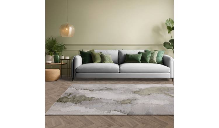 Mega Flooring Green Modern Abstract Rug - 80 x 150cm