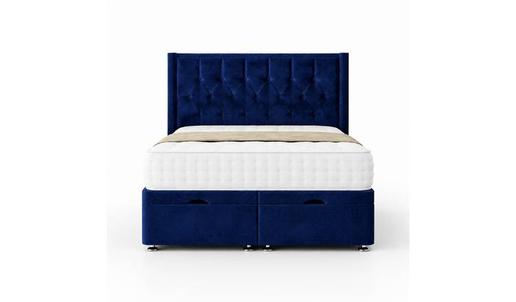 Comfy Deluxe Miami Wing 5ft King Size  End Lift Ottoman Bed Set - Blue