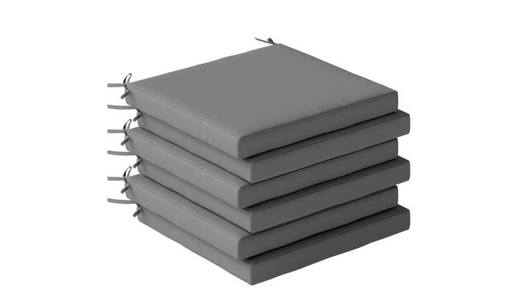 Outsunny Set of 6 Outdoor Water Repellent Chair Cushions - Dark Grey