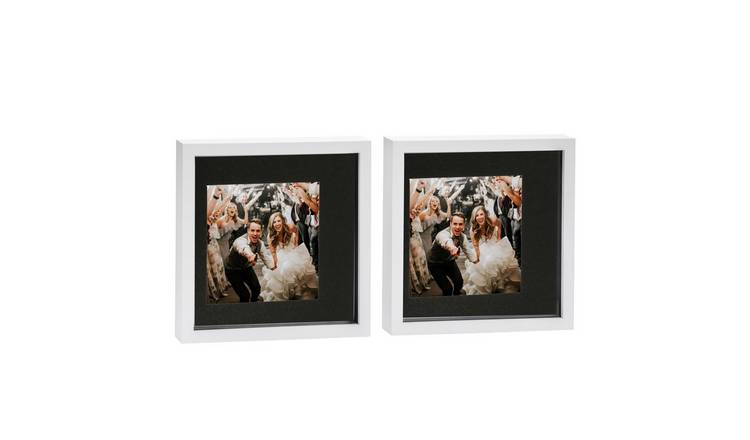 Nicola Spring 3D Box Photo Frames - 10 x 10" with Mount - Set of 2 - White