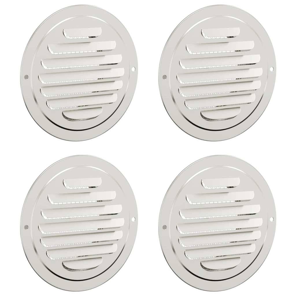Walplus Pack of 4 100 mm Steel Air Vent Covers - Silver - 14 x 14 x 4 cm - Image 1
