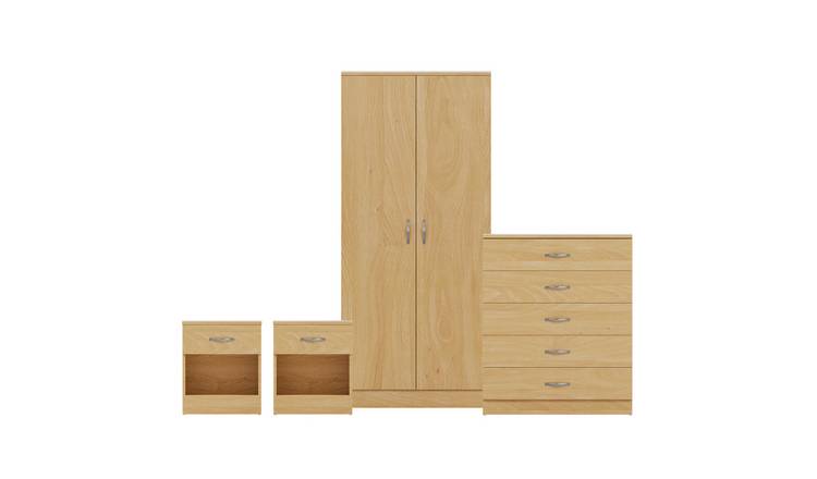 Vida Designs Riano Bedroom Set (Bedsides, 5 Drawer Chest, 2 Door Wardrobe)- Pine