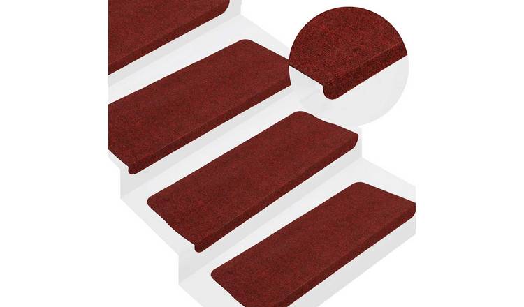 Walplus Pack of 30 Self-Adhesive Needle-Punched Stair Mats - Red - 65 x 22.5 cm