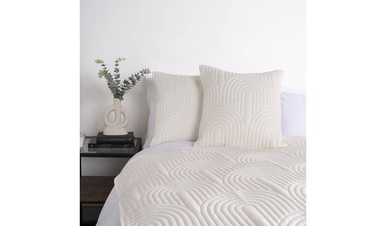 OHS 2 Pack Arches Quilted Cushion Covers 45 x 45cm - Cream