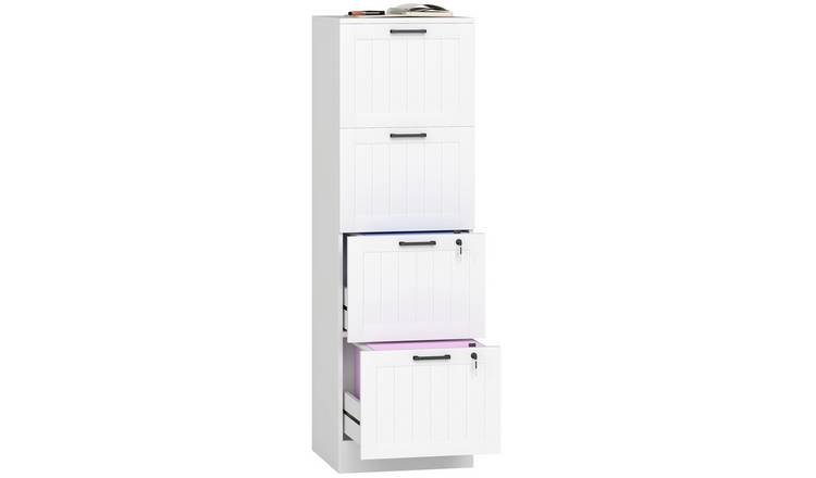 HOMCOM 4 Drawer Filing Cabinet with Adjustable Hanging Bars - White