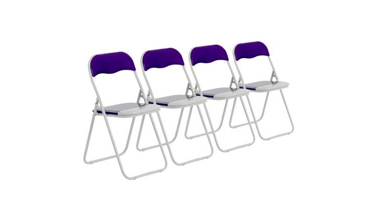 Harbour Housewares Coloured Padded Folding Chairs - Purple - Pack of 4