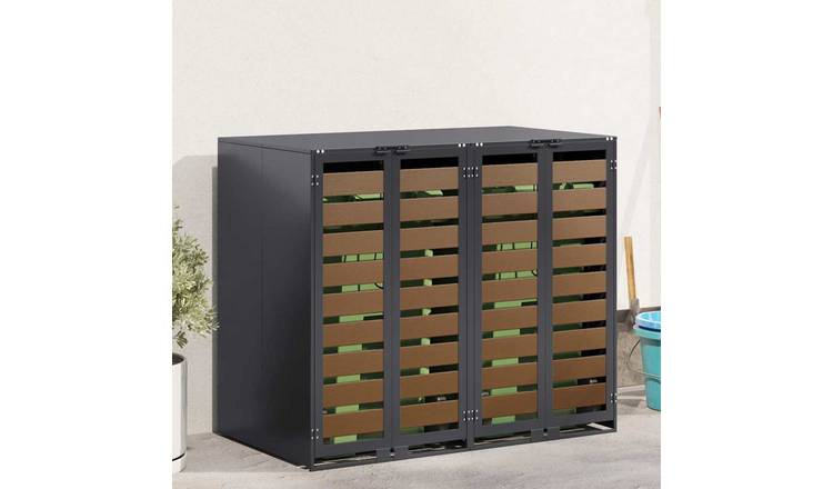 Walplus Steel Wheelie Bin Store - Anthracite - 136 x 77.5 x 115.5 cm
