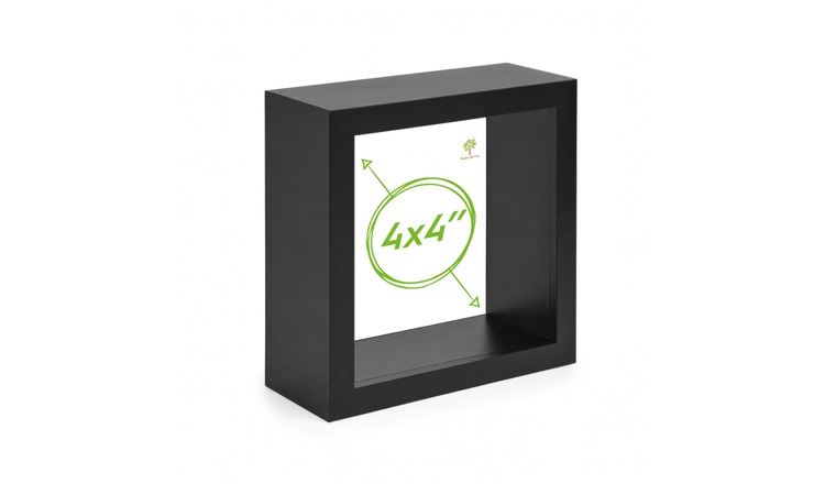 Nicola Spring 3D Deep Box Photo Frame - 4x4" - Black