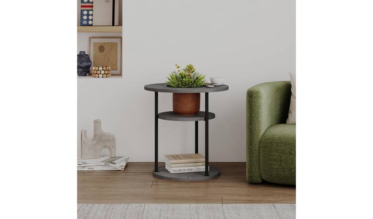 Decortie Grova Wood-Effect Particleboard Side Table - Grey