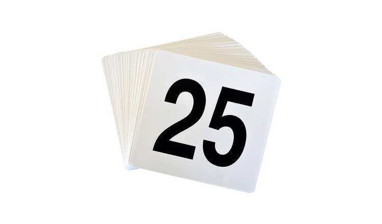 Argon Tableware Wedding Table Number Cards - 1 to 25 - White