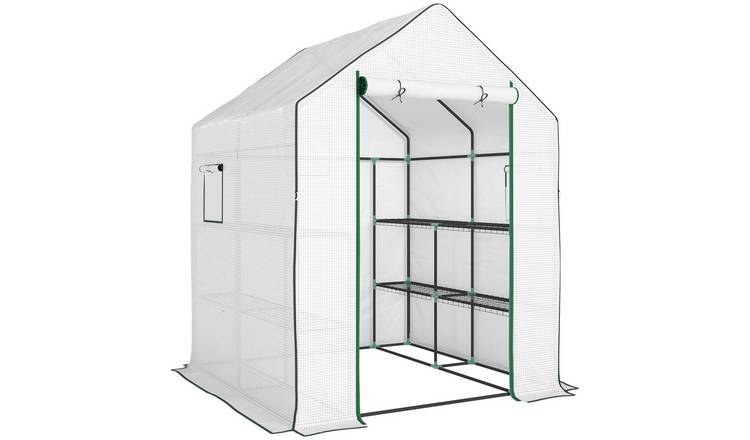 Outsunny PE Walk-In Greenhouse – White