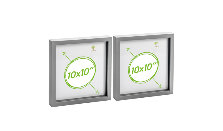 Nicola Spring 3D Box Photo Frames - 10 x 10" - Set of 2 - Grey