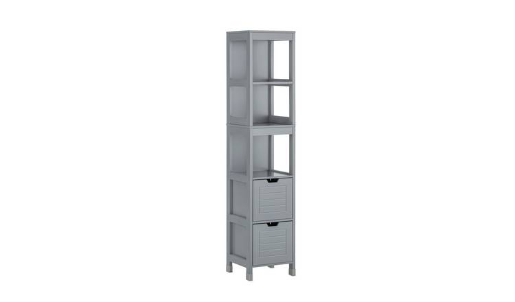 SoBuy 2 Drawer 3 Tier Freestanding Narrow Bathroom Cabinet - Grey