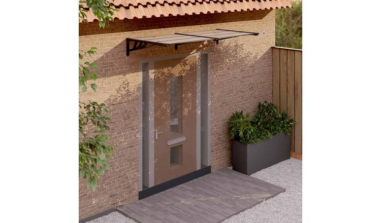 Walplus Polycarbonate Door Canopy - Black - 199 x 90 x 27.5 cm