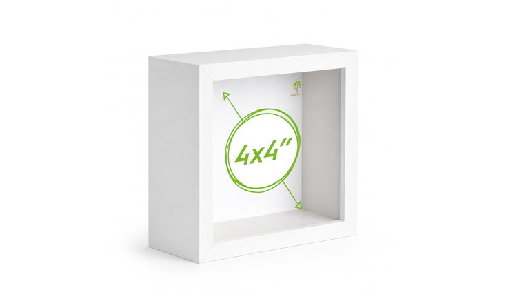 Nicola Spring 3D Deep Box Photo Frame - 4 x 4" - White