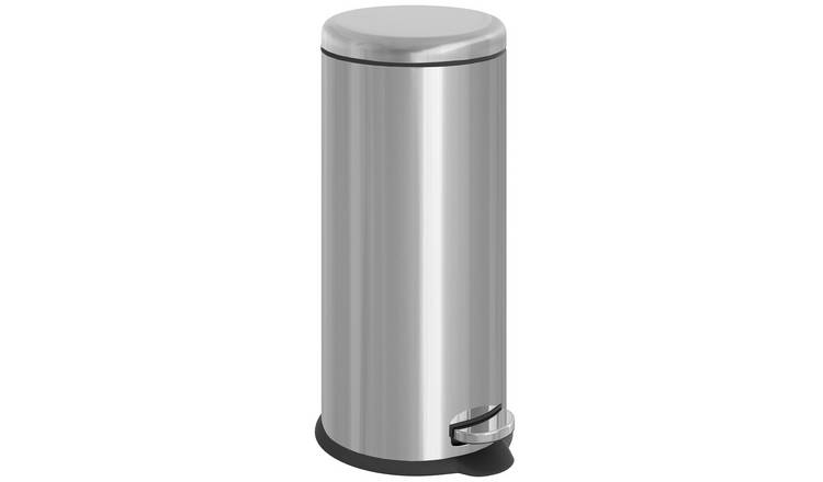HOMCOM 30L Stainless Steel Bin Stainless Steel Metal - Black and Silver