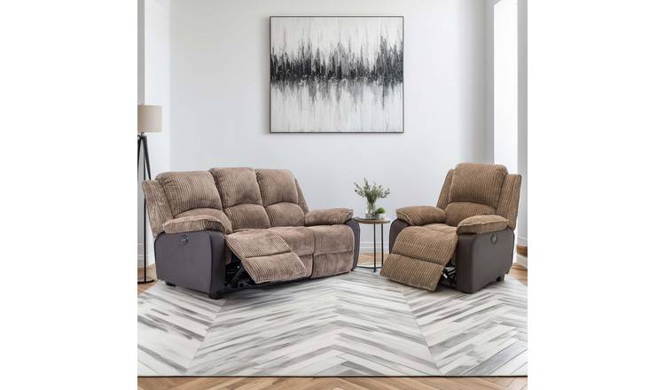 Furniture Online Postana Electric Recliner 1+3 Seater Sofa Set - Brown