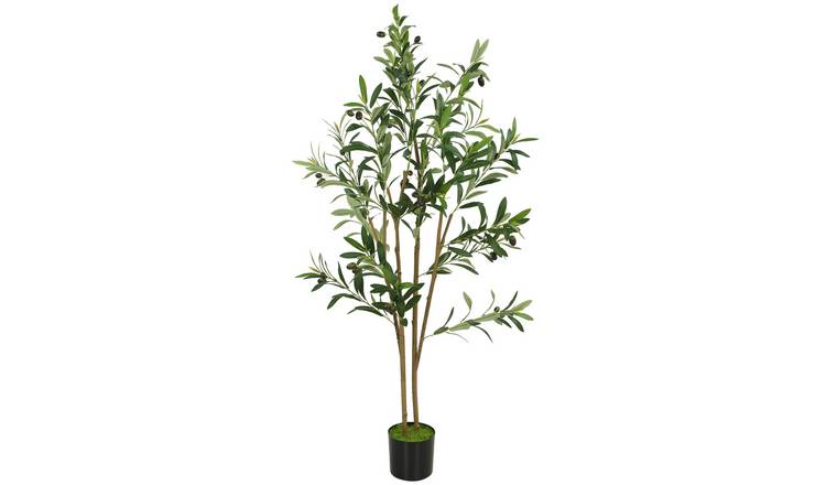 HOMCOM Artificial Olive Tree with 303 Leaves in Cement Pot - Green