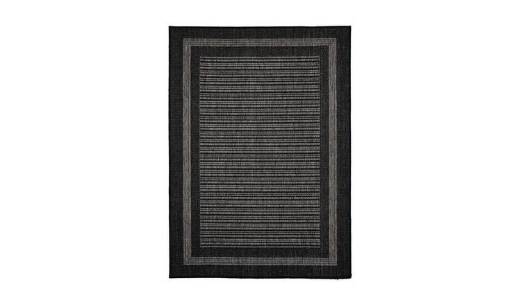 Mega Flooring Black Modern Bordered Rug - 60 x 110cm