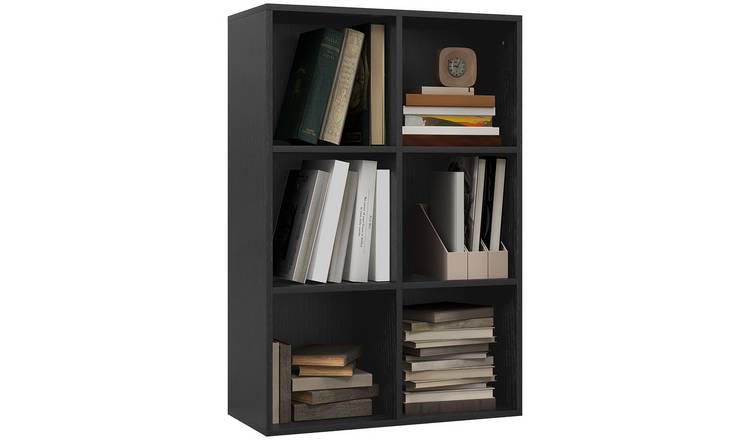 HOMCOM 3 Tier Modern 6 Cubes Freestanding Storage Bookcase - Black