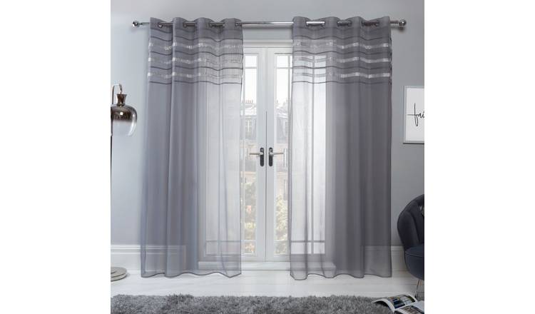 OHS Latina Voile Curtains 140 x 224cm - Charcoal