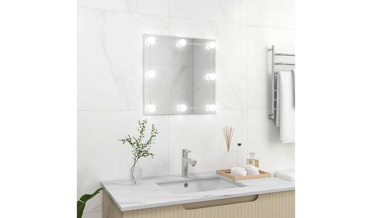 Walplus LED Square Glass Wall Mirror - Silver