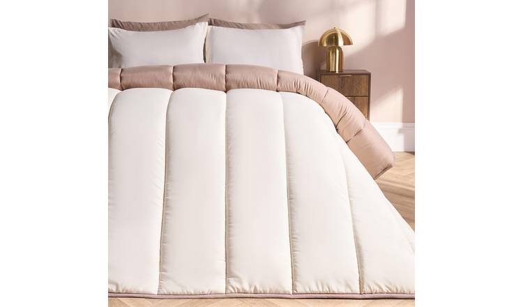 OHS Reversible 10.5 Tog Coverless Duvet Set Bedding - Ivory/Natural - King