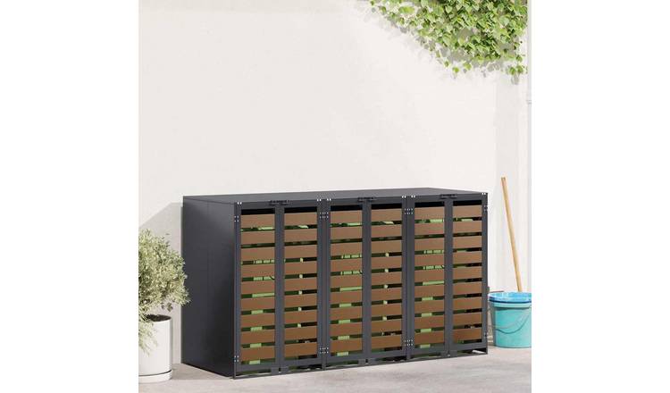 Walplus Steel Wheelie Bin Store - Anthracite - 204 x 77.5 x 115.5 cm