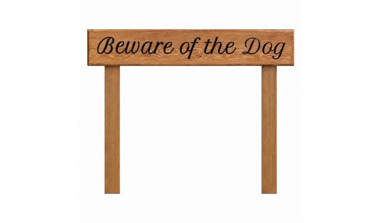 Peak Heritage Engraved Wooden Sign - L60cm With Posts - Beware Of The Dog