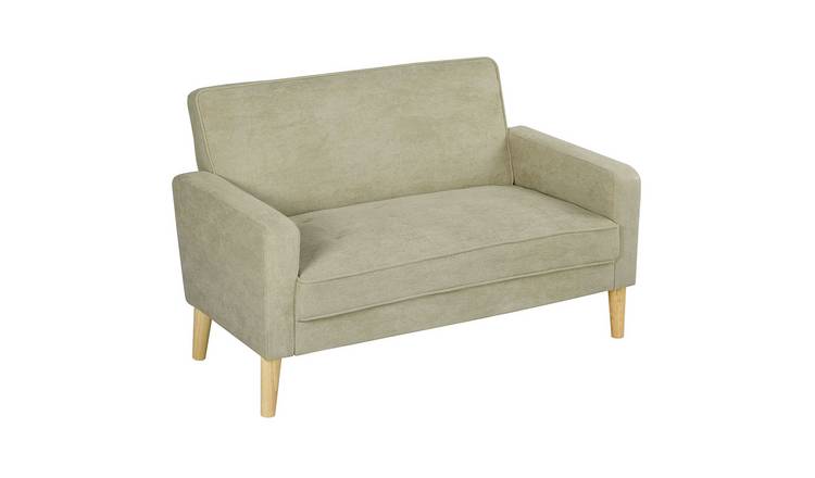 HOMCOM 2 Seater Velvet Modern Sofa with Rubber Wood Legs - Beige