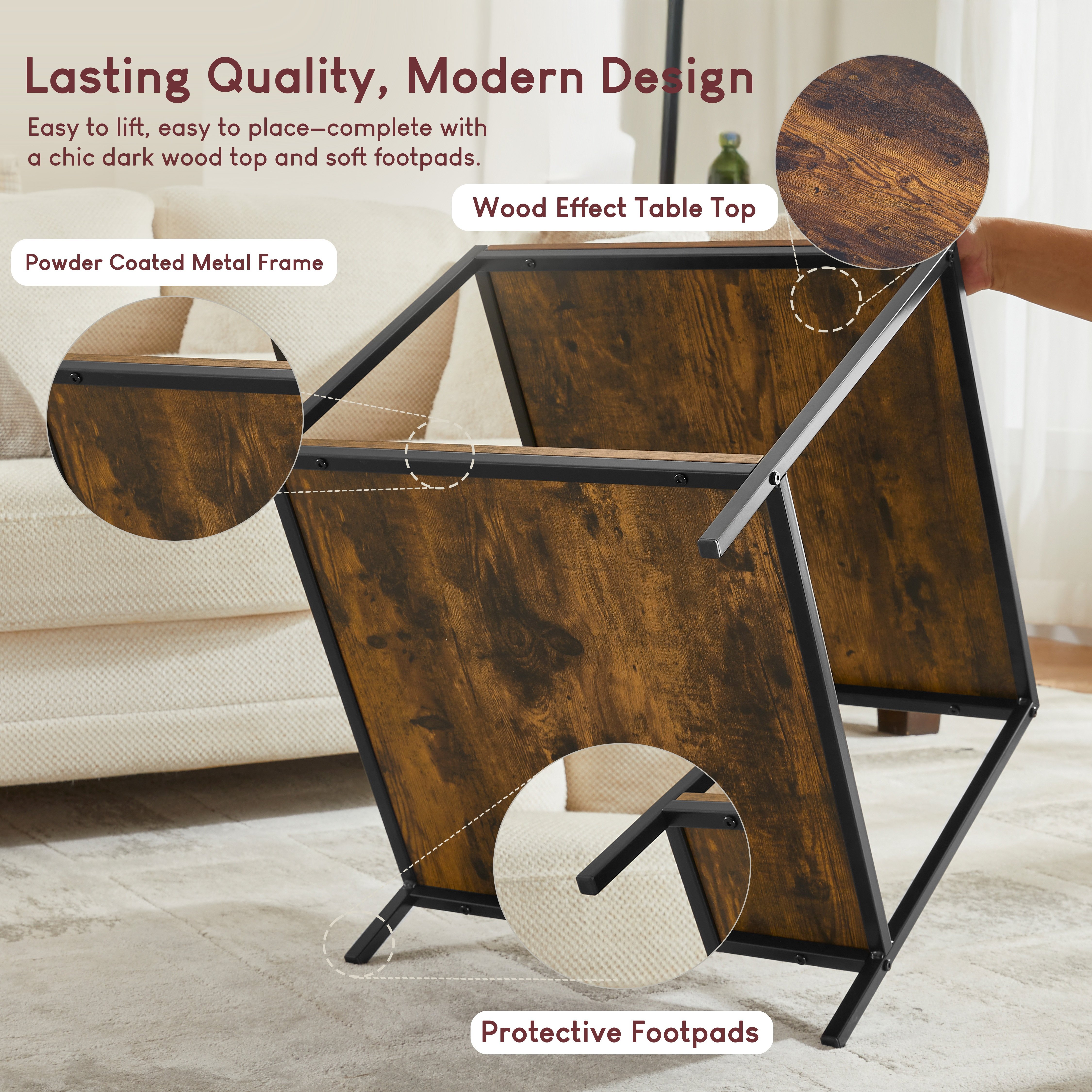Vida Designs Brooklyn End Table - Dark Wood - Image 6