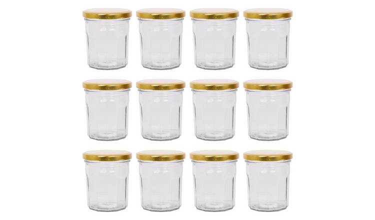 Argon Tableware Glass Jam Jars with Lids - Pack of 12