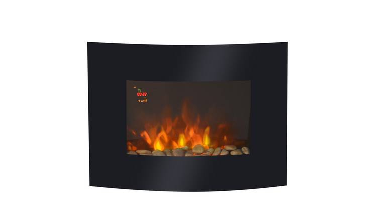 HOMCOM 900W or 1800W Wall Mounted Electric Fireplace with Side Lights - Black