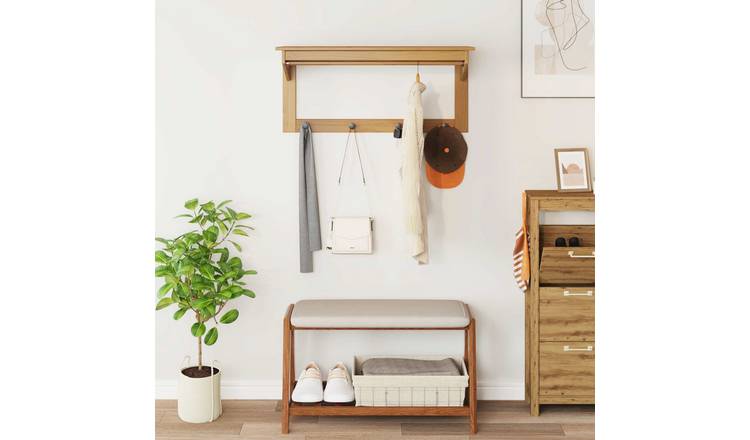 Walplus Hill Wood Coat Rack HILL Honey - Honey Brown - 90 x 35 x 41.5 cm