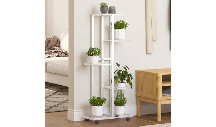 Walplus 5-Tier Iron Flower Stand - White - 44 x 23 x 100 cm