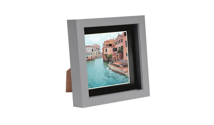 Nicola Spring 3D Box Photo Frame - 6x6" with Mount - Grey & Black