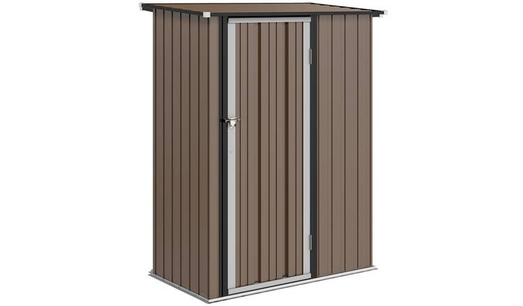 Outsunny Metal Waterproof Garden Shed with Sloped Roof - Brown