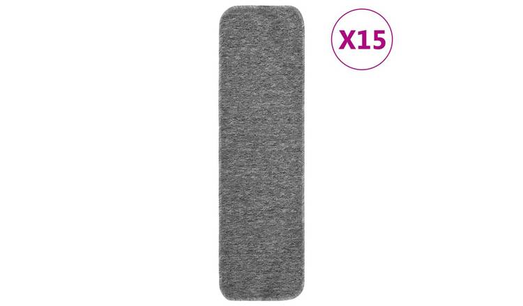 Walplus Pack of 15 Rectangular Polypropylene Stair Mats - Grey - 20 x 75 cm