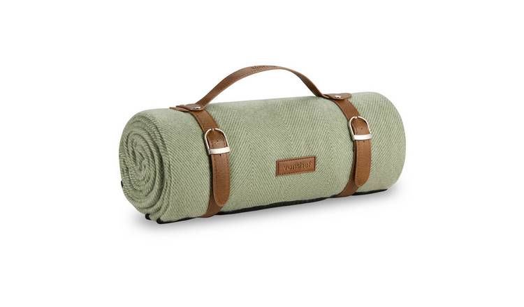 Vonshef 180x147cm Herringbone Design Waterproof Picnic Blanket - Green