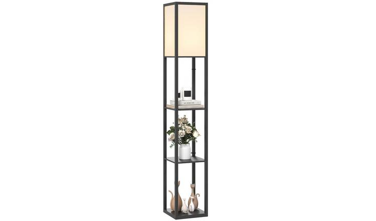 HOMCOM 3 Tier Modern LED Floor Lamp with Storage - Black