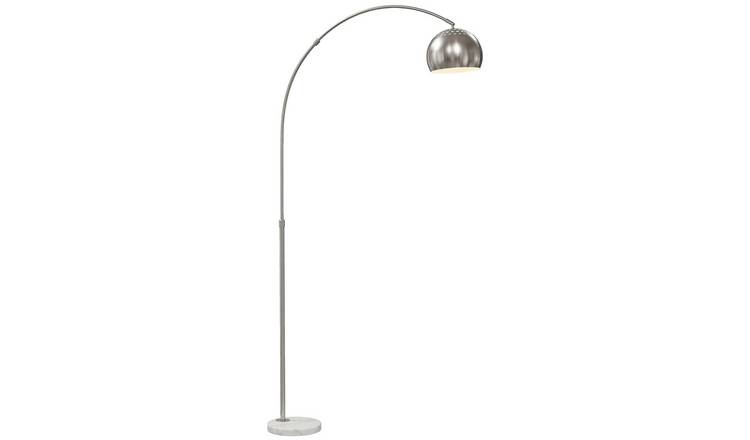HOMCOM Arc Floor Lamp Steel Frame Marble Base - Silver