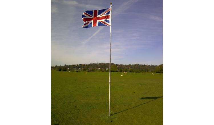 Noa & Nani Aluminium Flagpole 20ft With 2 Flags Union Jack & England - Grey