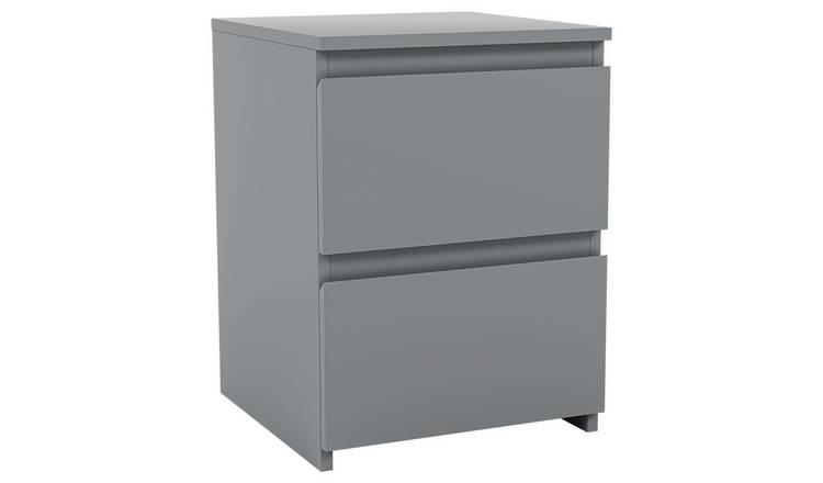 Vida Designs Denver 2 Drawer Bedside Chest - Grey