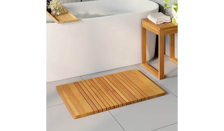 Walplus Wood Bath Mat Plain - Brown - 81 x 50 cm
