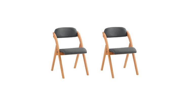 SoBuy Set Of 2 Folding Chair With Upholstered Seat - Grey