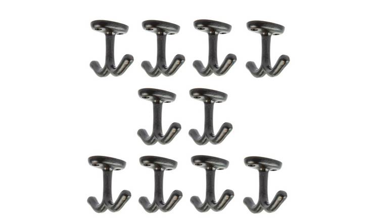 Hammer & Tongs Double Ceiling Hook - Black - Pack of 10