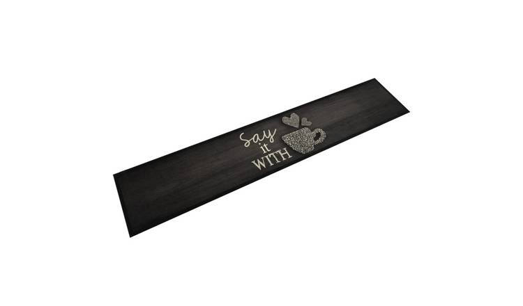 Walplus Cup Black Kitchen Rug - Black - 300 x 60 cm