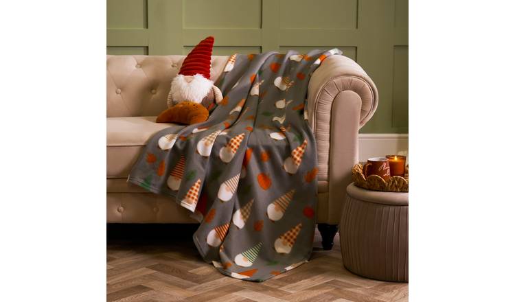 OHS Autumnal Gonk Polar Fleece Blanket Throw 120 x 150cm  - Charcoal