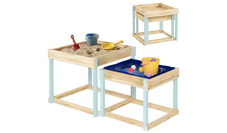 AIYAPLAY 2 Piece Fir Wood Sand and Water Table - Natural